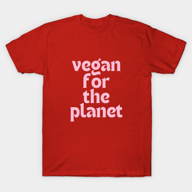 Vegan For The Planet Typography Design Soft Pink T-Shirt by annysart26